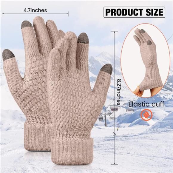 4 Pairs Women's Winter Touch Screen Gloves Warm Fleece Lined Knit Gloves - Picture 2 of 6